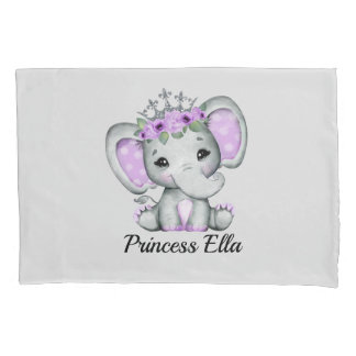 Baby Elephant with Flowers   Baby  Pillowcase