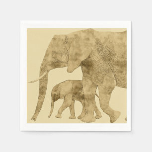 Baby Elephant with it's Mother  Napkin