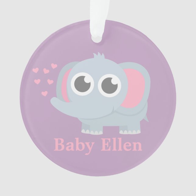 Baby Elephant With Love Girls Nursery Room Decor Ornament (Front)