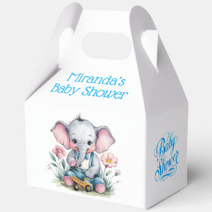 Baby Elephant with Truck Baby Shower Favor Box
