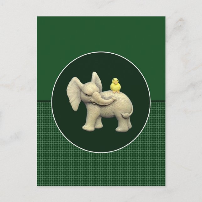 Baby Elephant & Yellow Duck Postcard (Front)