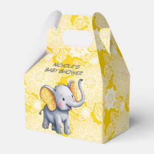 Baby Elephant Yellow Polka Dot Ears Baby Shower Favor Box