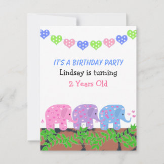 Baby Elephants Birthday Invitation