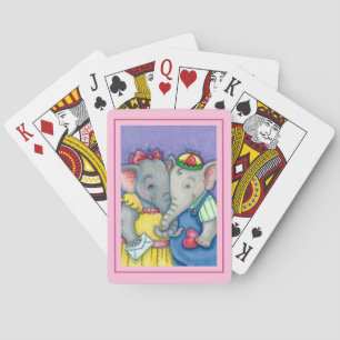 BABY ELEPHANTS FIRST LOVE, CUTE PACHYDERMS PLAYING CARDS