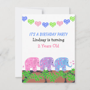 Baby Elephants Invitation d'anniversaire