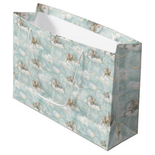 Baby elephants sleeping on clouds large gift bag