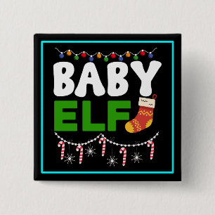 Baby Elf Christmas Holiday Design-84608 2 Inch Square Button