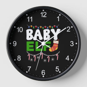 Baby Elf Christmas Holiday Design-84608 Clock