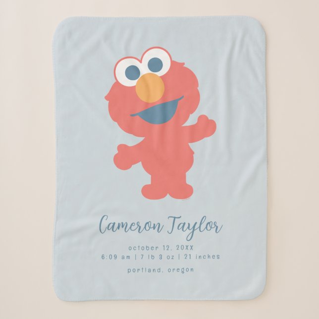 Baby Elmo | Baby Birth Stats Sherpa Blanket (Front)