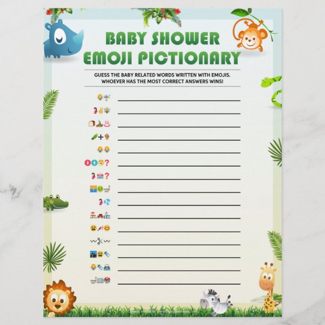 Baby Emoji Pictionary [Animal Theme] Letterhead (Front)