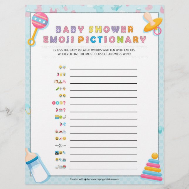 Baby Emoji Pictionary [Baby Basics Blue] Letterhead (Front)