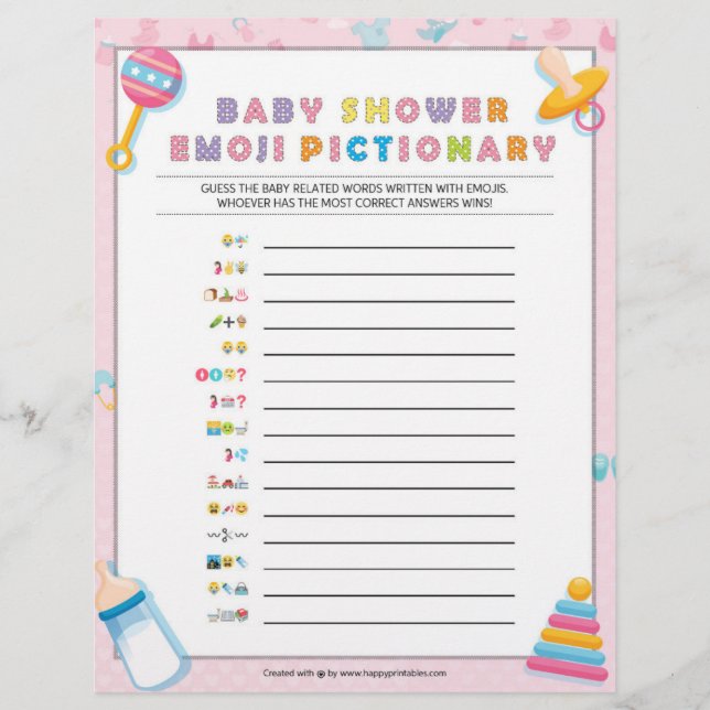 Baby Emoji Pictionary [Baby Basics Pink] Letterhead (Front)
