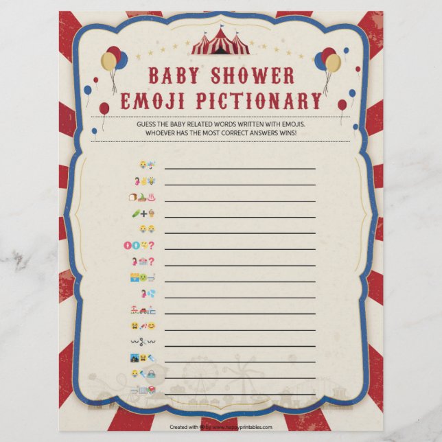 Baby Emoji Pictionary [Circus Theme] Letterhead (Front)