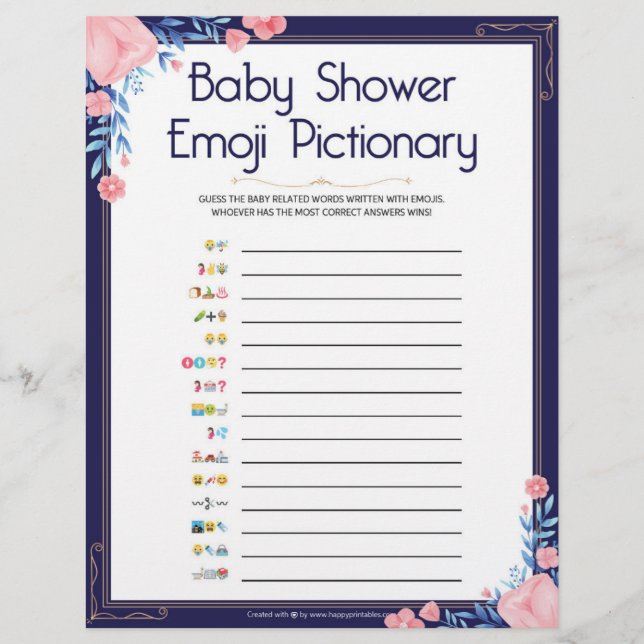 Baby Emoji Pictionary [Floral Frame] Letterhead (Front)