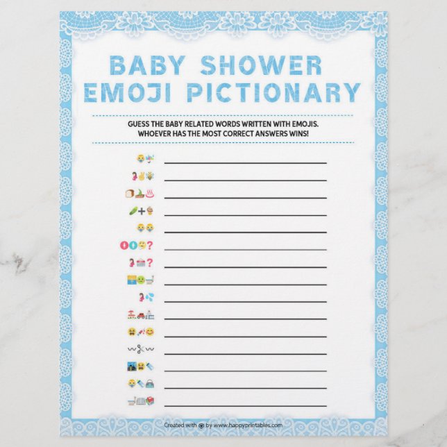 Baby Emoji Pictionary [Luxury Lace [Blue]] Letterhead (Front)