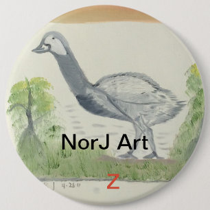 Baby emu on button design by NorJ Art