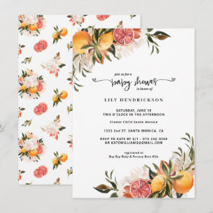 Baby en Fleur Invitation à la Baby Shower Citrus
