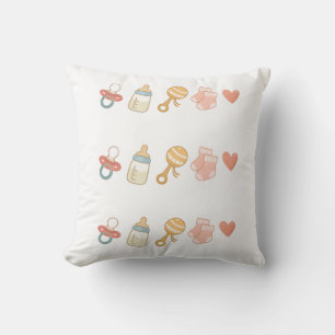 Baby Essentials Pattern  Throw Pillow
