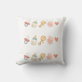 Baby Essentials Pattern  Throw Pillow