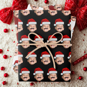  Baby Face Gift Wrap, Photo Santa Hat Christmas Wrapping Paper Sheet