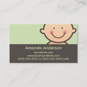 Baby Face Green & Brown Business Cards
