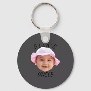 Baby Face Photo Text New Uncle  Keychain