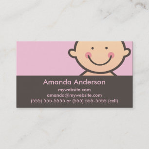 Baby Face Pink & Brown Business Cards