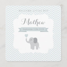 Baby Faire-part éléphant Chevron Coeur