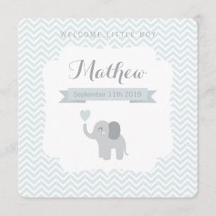 Baby Faire-part éléphant Chevron Coeur