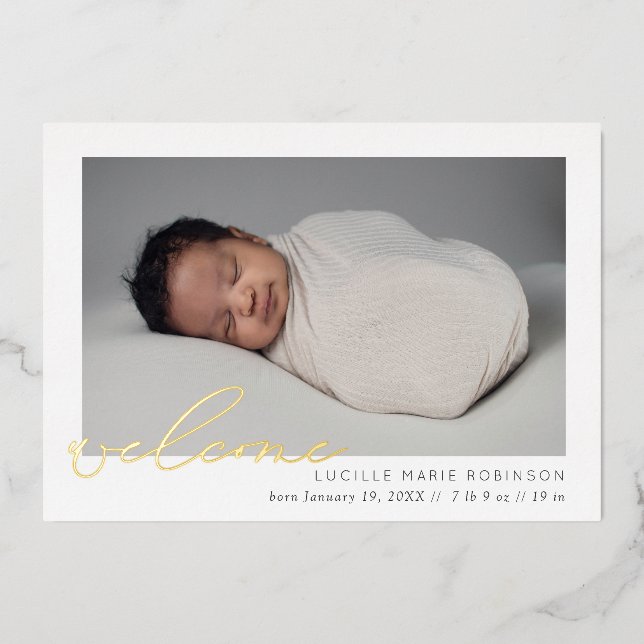 Baby Faire-part Welcome Script (Recto)