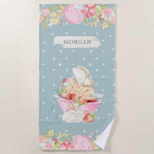 baby fairy cute garden enchanted monogram  beach t beach towel