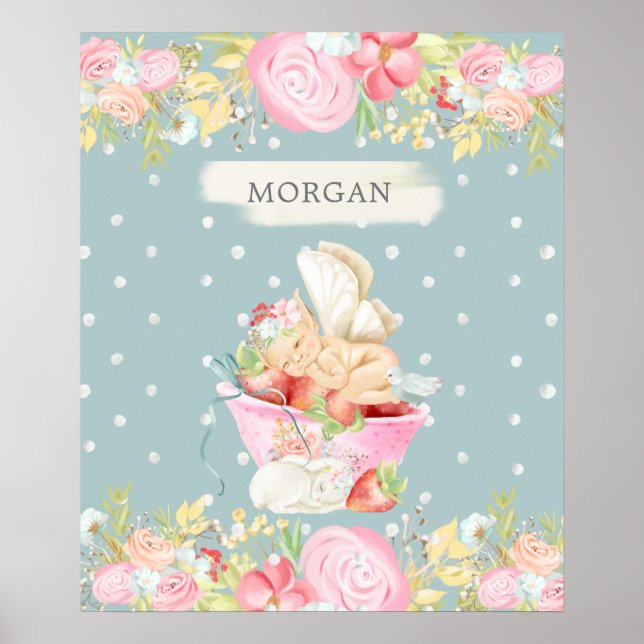 baby fairy cute garden enchanted monogram poster (Front)