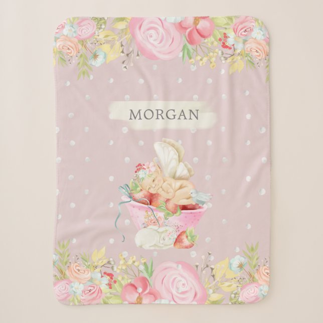 baby fairy cute garden enchanted monogram sherpa blanket (Front)