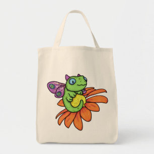 Baby fairy dragon and sunflower by Carrie Michael Tote Bag