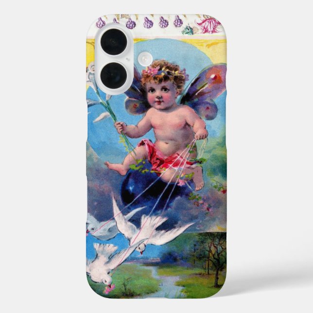 BABY FAIRY WITH DOVES ANTIQUE FLORAL Case-Mate iPhone CASE (Back)