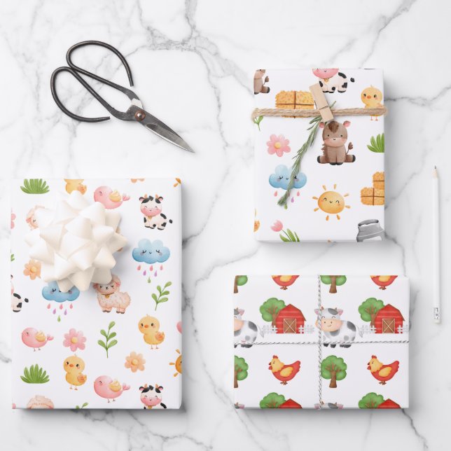 Baby Farm Animals Wrapping Paper Collection  (Front)
