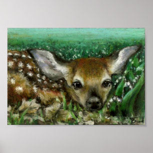 Baby fawn and lilies of the valley print
