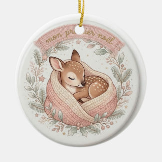 Baby Fawn Christmas Ornament: "My First Christmas" Ceramic Ornament