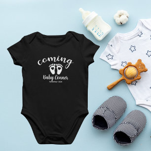 Baby Feet Announcement Due Date Name  Bodysuit