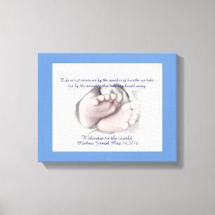 Baby Feet artistic sketch "Welcome Baby" canvas Print