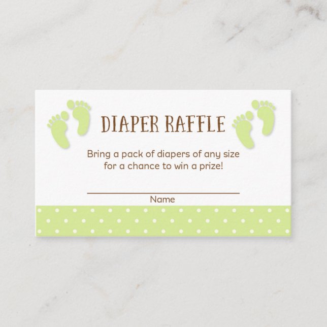 Baby Feet Baby Shower Diaper Raffle Tickets Enclosure Card (Front)