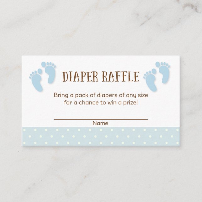 Baby Feet Baby Shower Diaper Raffle Tickets Enclosure Card (Front)