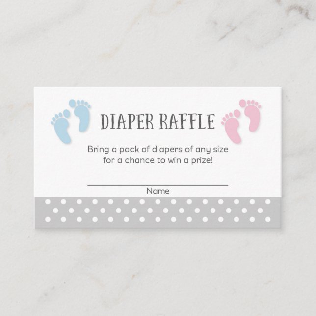 Baby Feet Baby Shower Diaper Raffle Tickets Enclosure Card (Front)