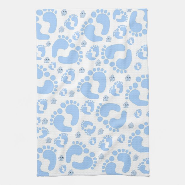 Baby Feet Blue Elephant Kitchen Hand Towel (Vertical)