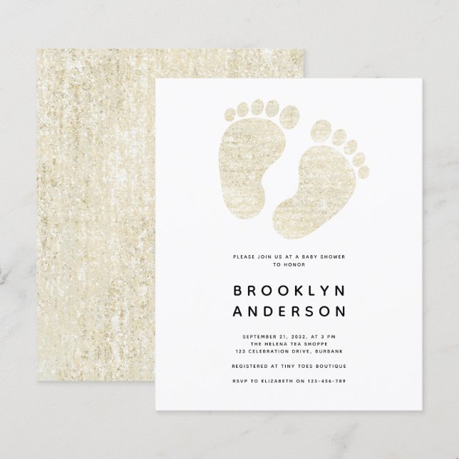 Baby Feet Gold Glitter Gender Neutral Baby Shower  (Front/Back)