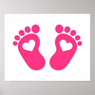 Baby feet hearts poster