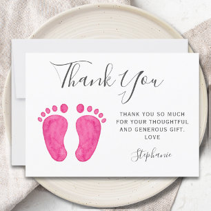 Baby Feet Pink Baby Shower  Thank You Card