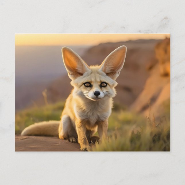 Baby Fennec fox on cliff Postcard (Front)