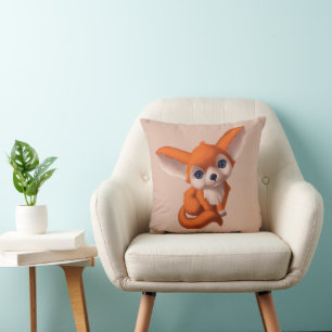 Baby Fennec Fox Throw Pillow