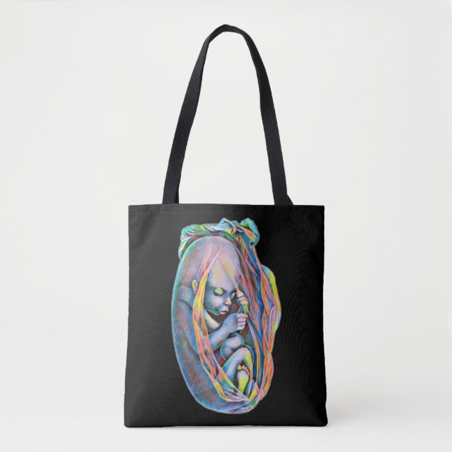 Baby fetus In Womb Abstract Human Anatomy Art Tote Bag (Front)